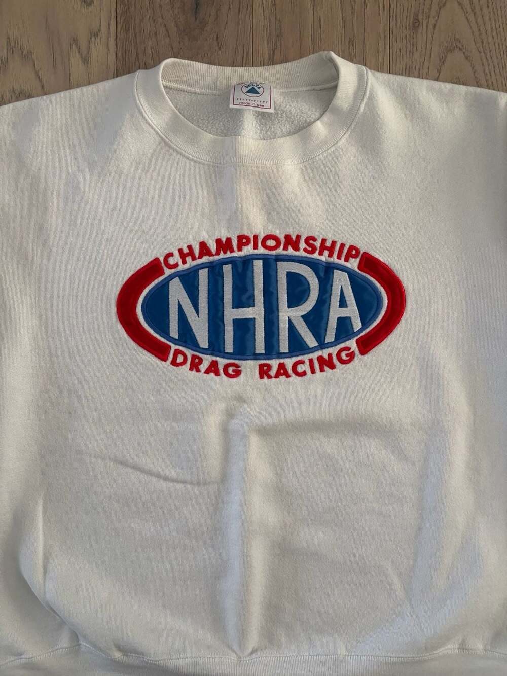 Vintage Delta Fifty-Fifty NHRA Drag Racing Championship Embroidered Sweatshirt - Picture 2 of 4